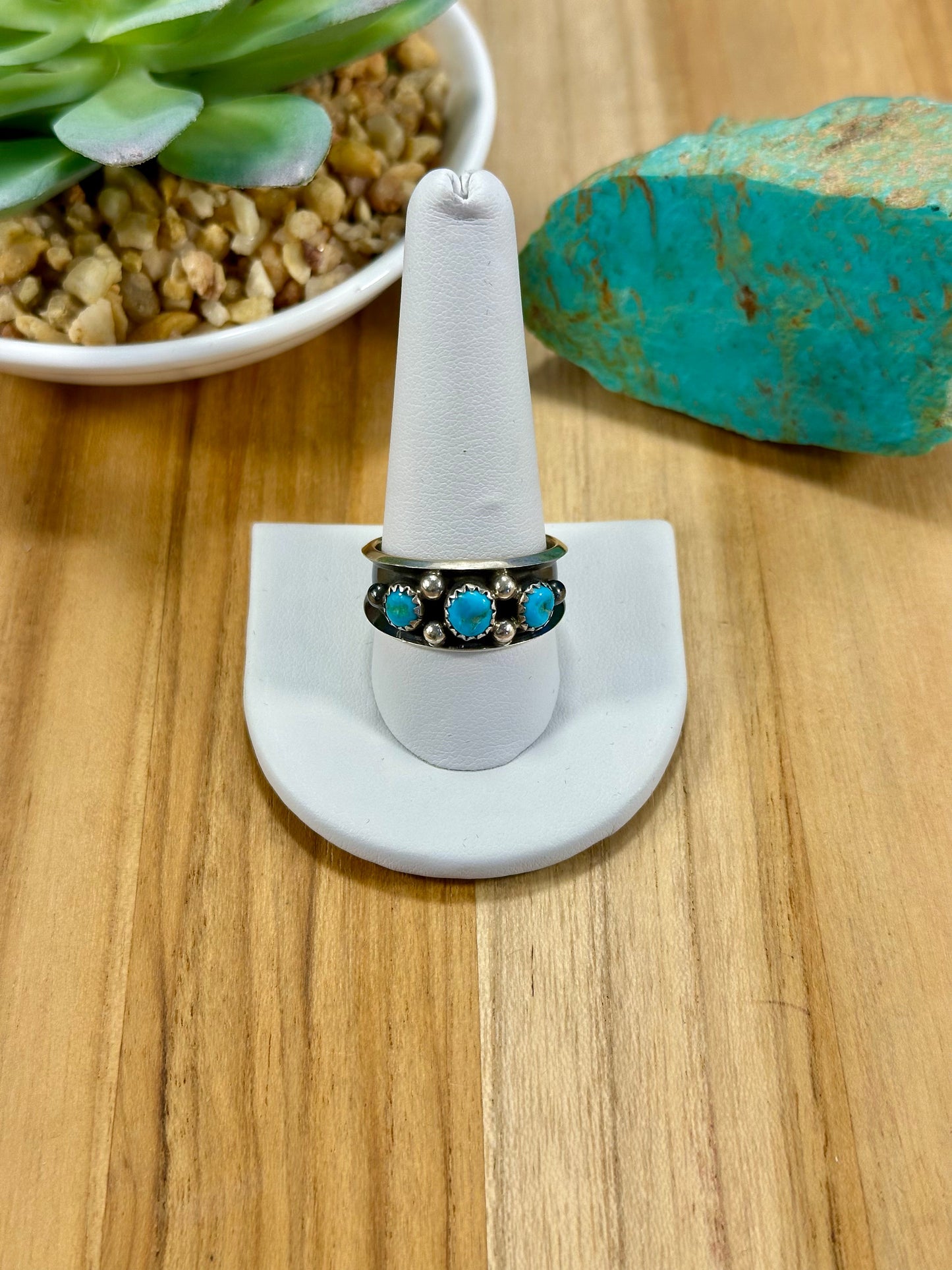 Kingman Turquoise & Coral Sterling Silver Rings