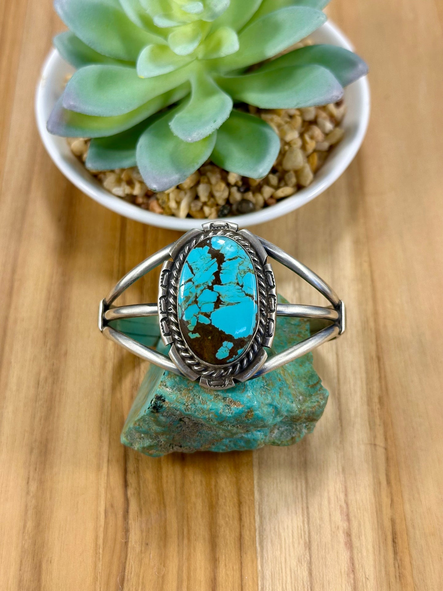 #8 Turquoise Oval Sterling Silver Cuff