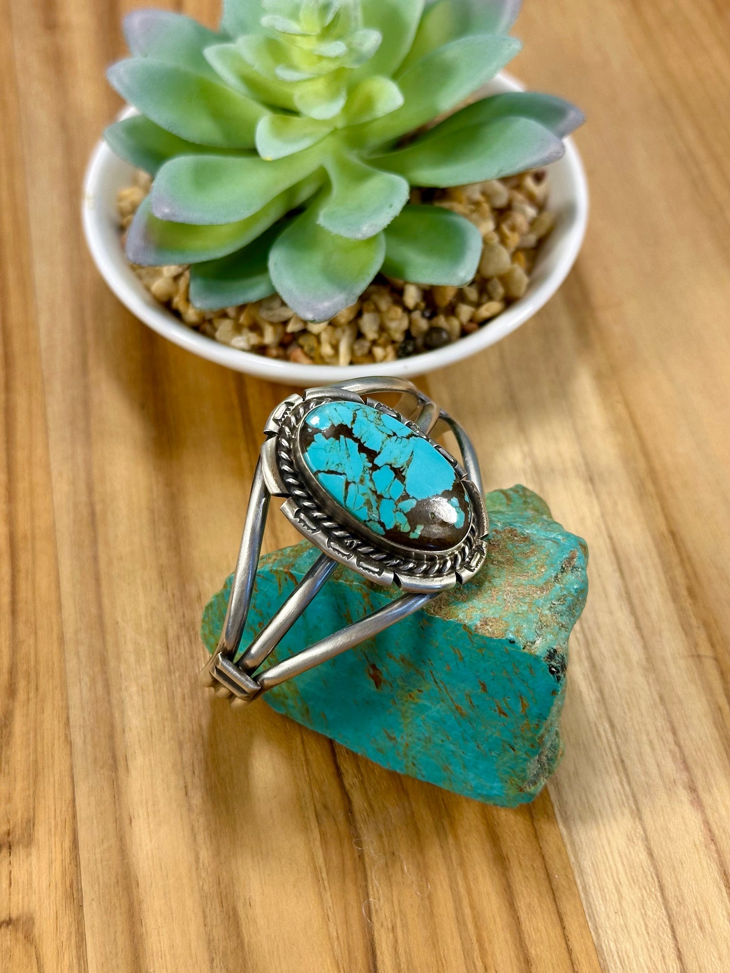 #8 Turquoise Oval Sterling Silver Cuff