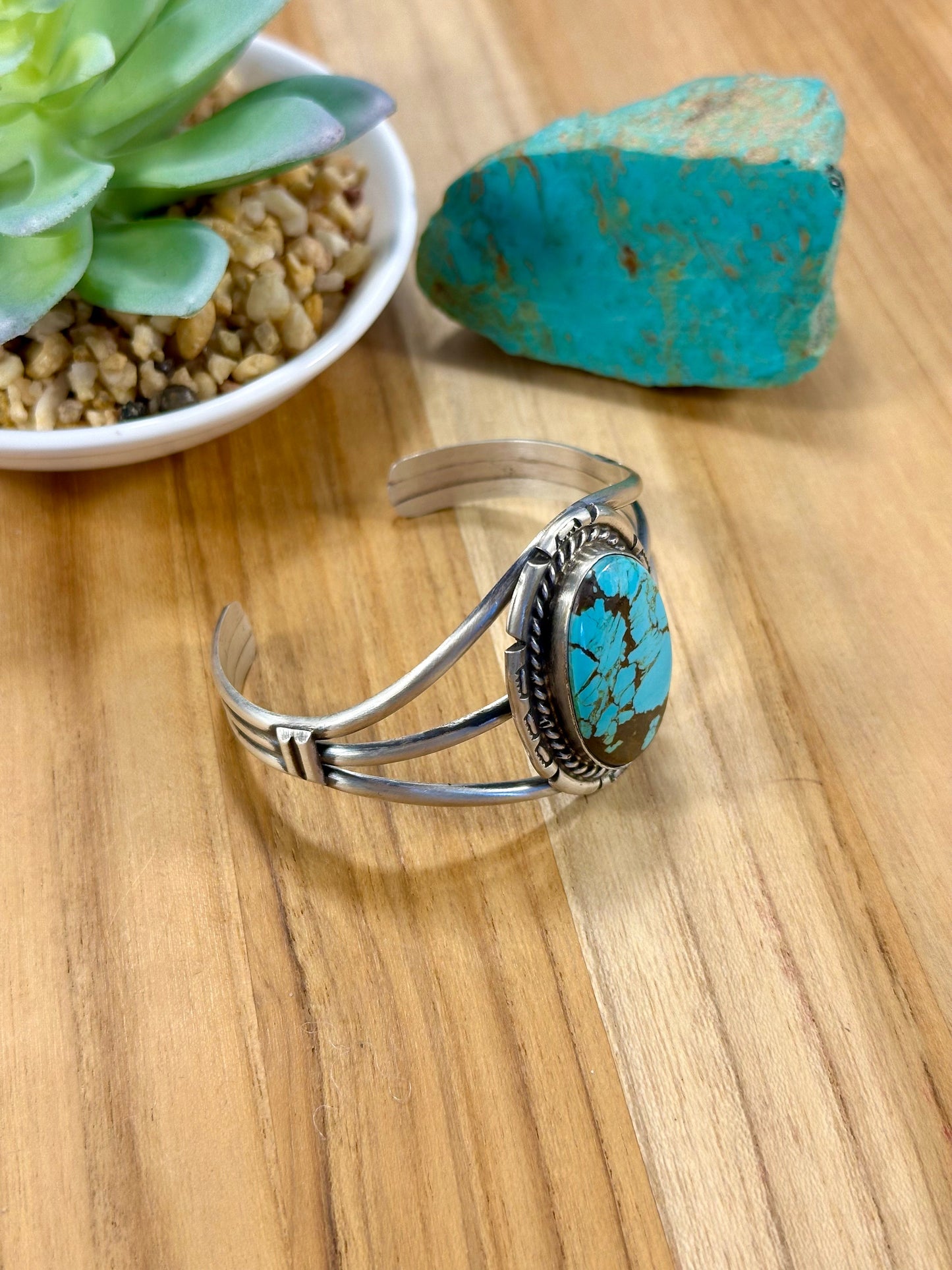 #8 Turquoise Oval Sterling Silver Cuff