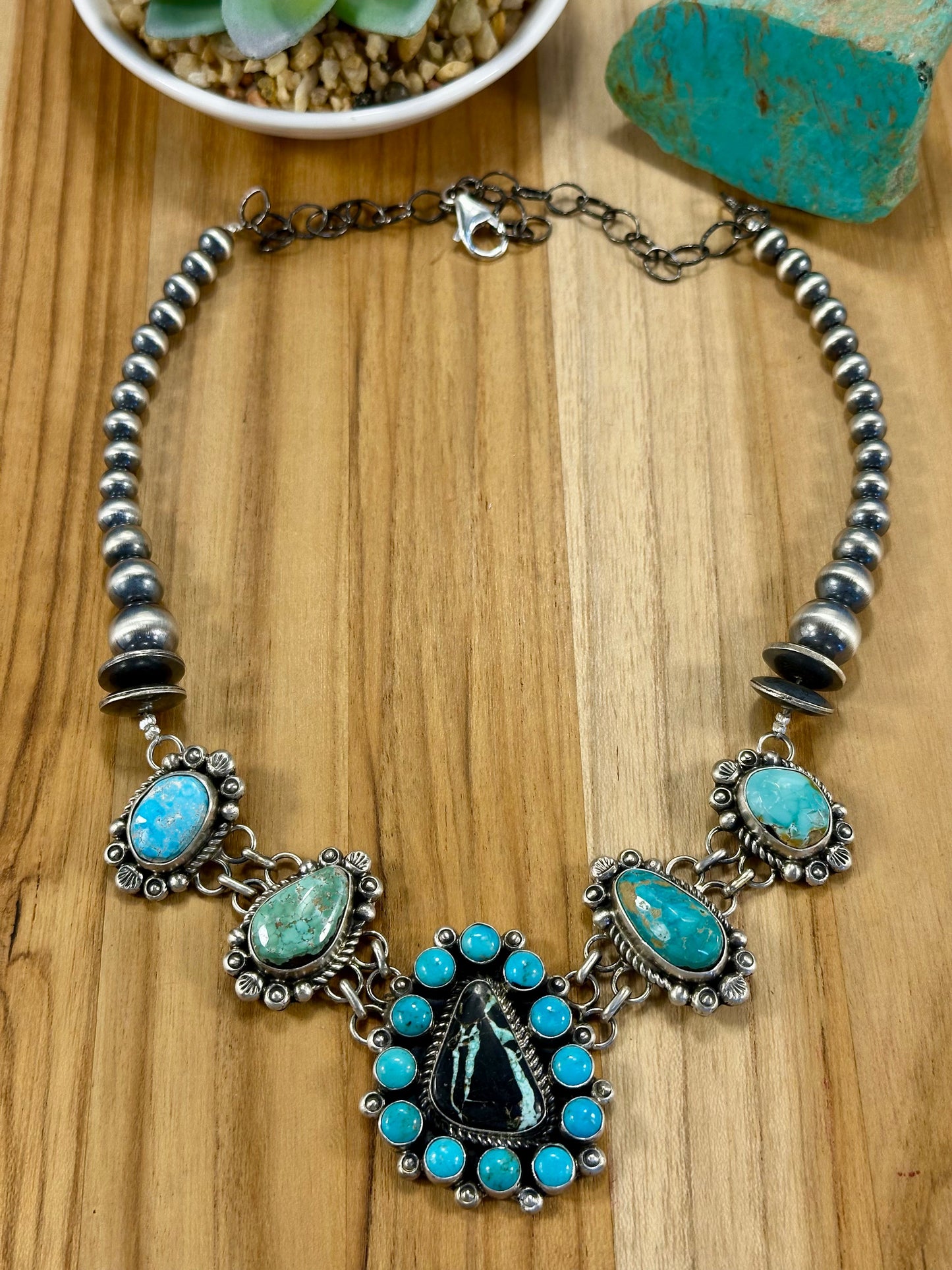 Black Jack & Royston Cluster Choker Necklace