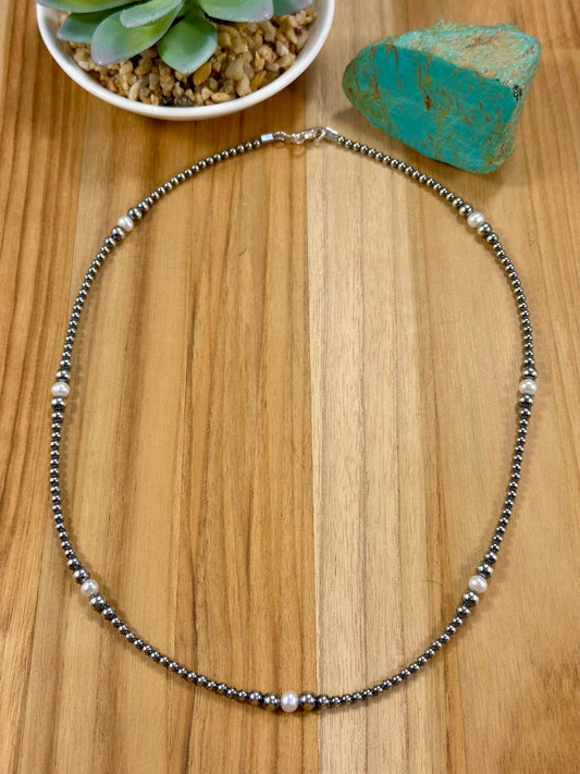 Fresh Water Pearl & Sterling Silver Pearl Necklace
