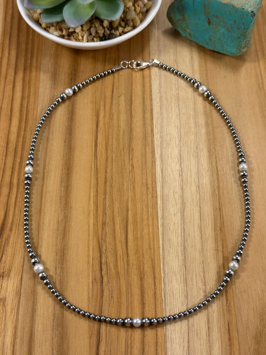 Fresh Water Pearl & Sterling Silver Pearl Necklace