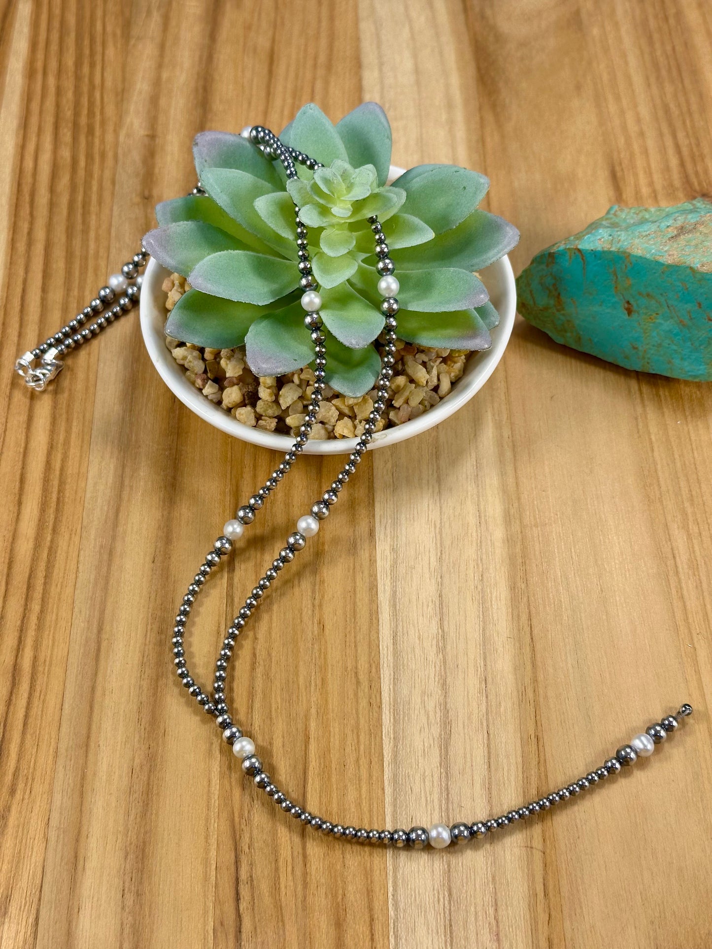 Fresh Water Pearl & Sterling Silver Pearl Y - Necklace