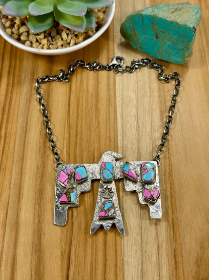 Cotton Candy Thunderbird Sterling Silver Necklace