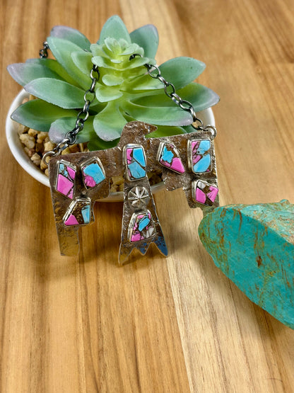 Cotton Candy Thunderbird Sterling Silver Necklace