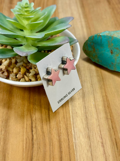 Pink Conch Star Stud Earrings