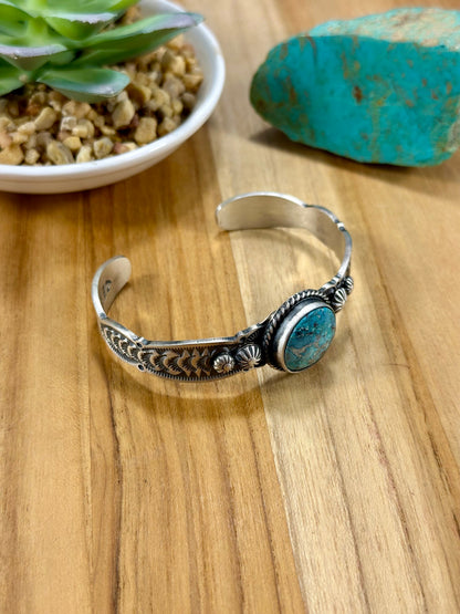 Kingman Turquoise Oval Sterling Silver Cuff Bracelet