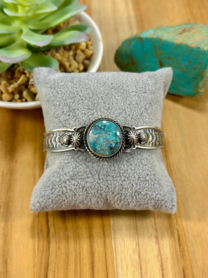 Kingman Turquoise Oval Sterling Silver Cuff Bracelet