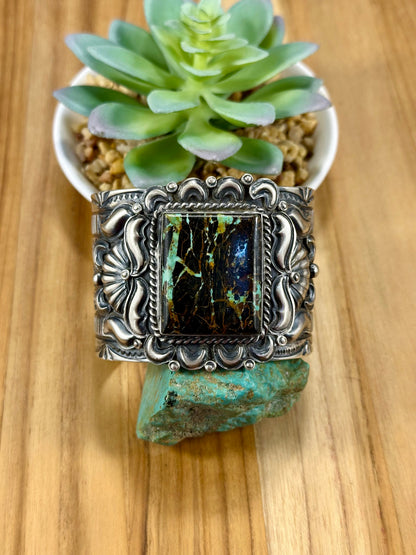 Black Jack Square Sterling Silver Cuff Bracelet