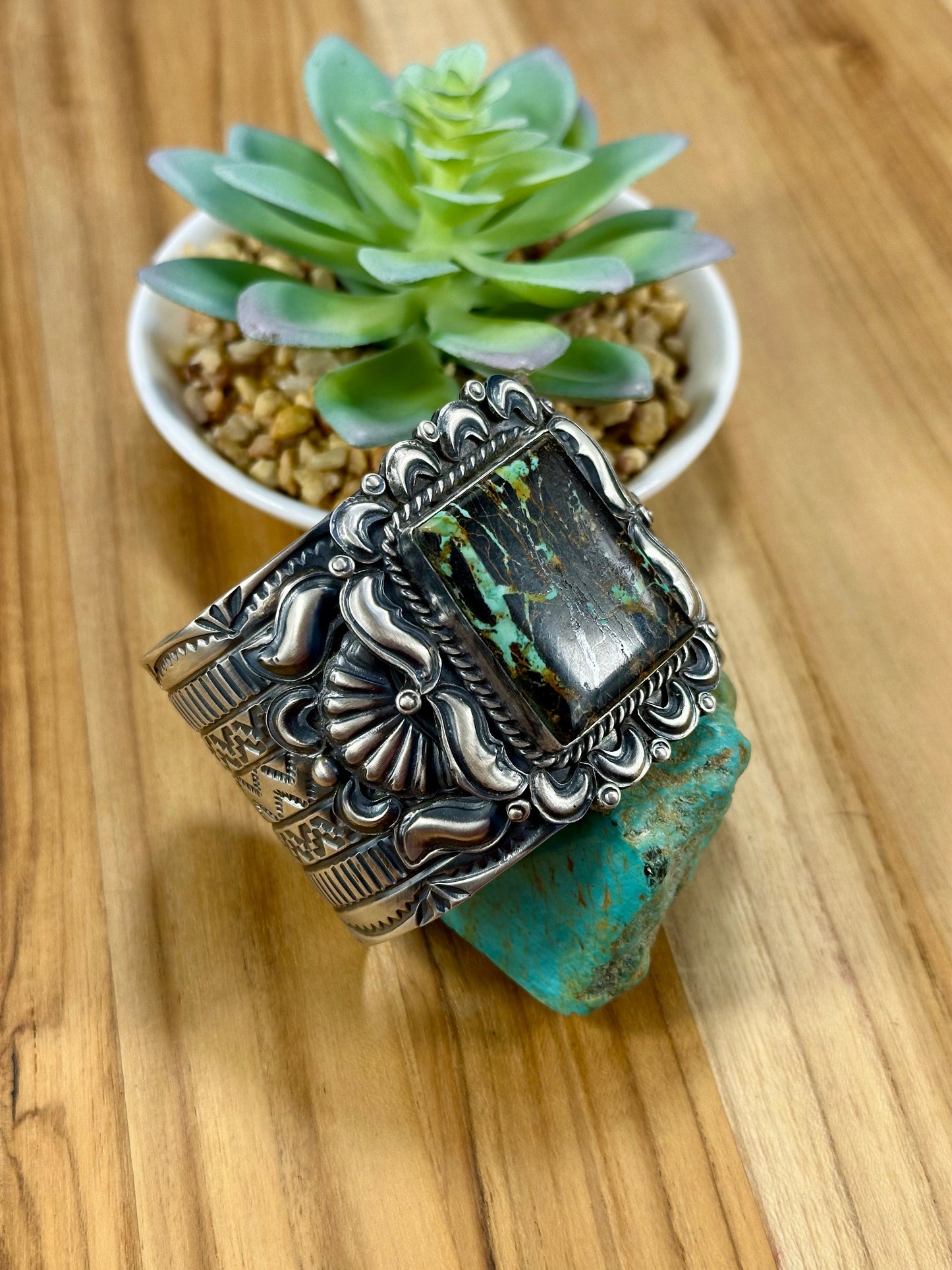 Black Jack Square Sterling Silver Cuff Bracelet