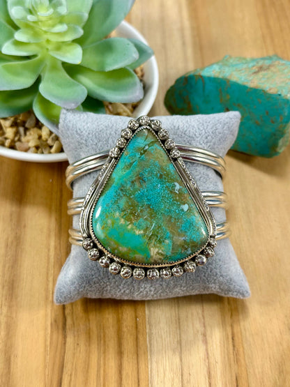 Kingman Turquoise Tear Drop Sterling Silver Cuff Bracelet