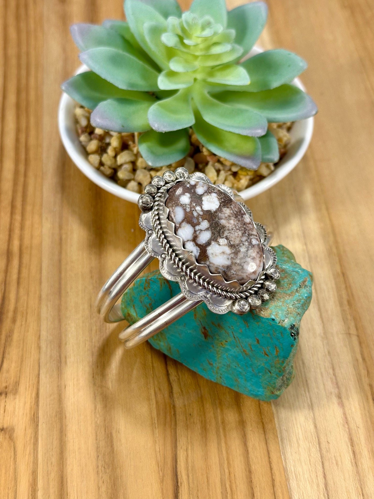 Wild Horse Oval Sterling Silver Cuff Bracelet