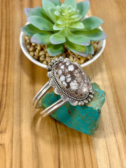 Wild Horse Oval Sterling Silver Cuff Bracelet