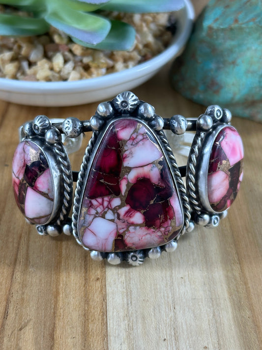 Dahlia Rose 3-Stone Cuff Bracelet
