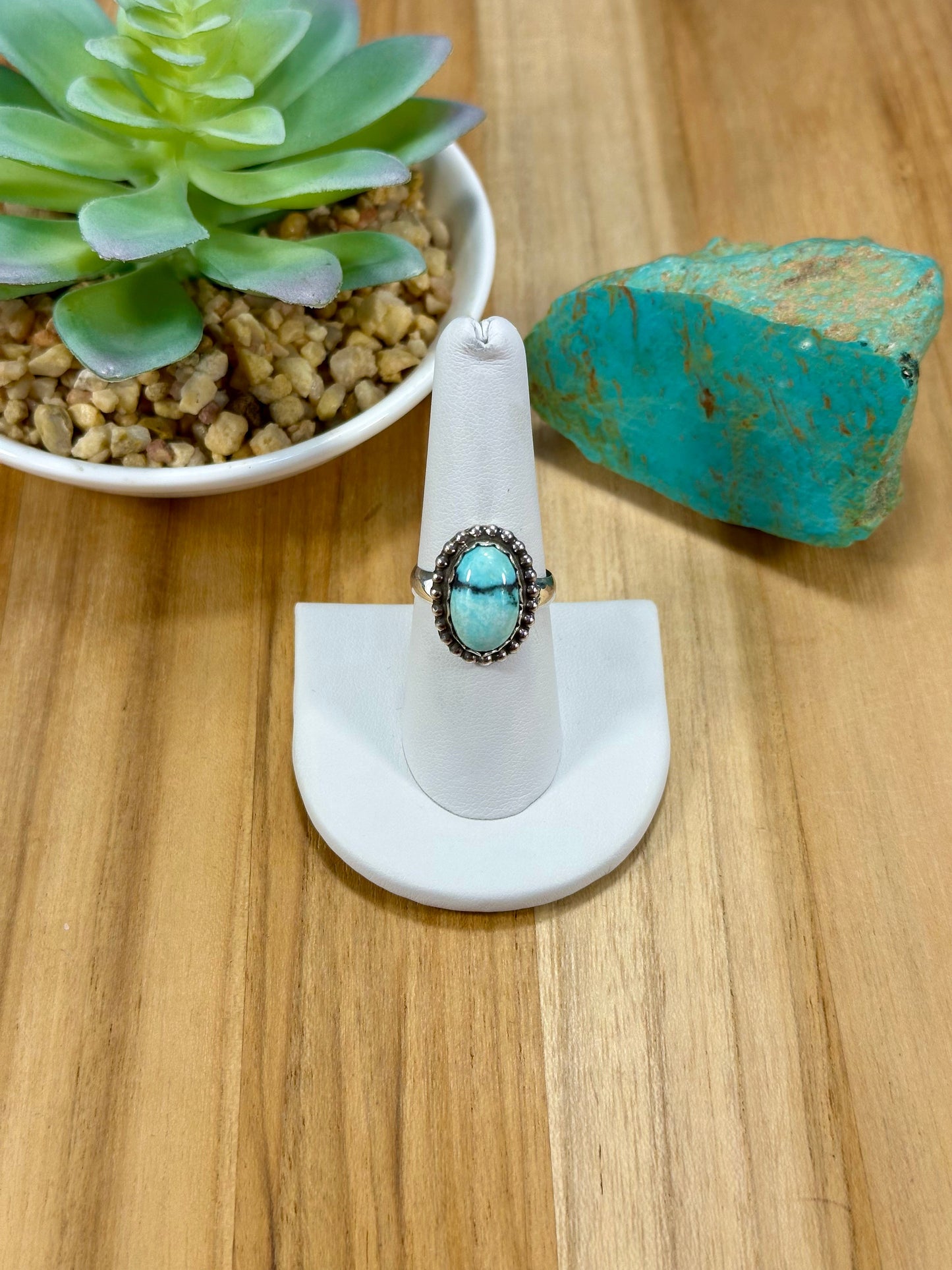 Kingman Turquoise Oval Sterling Silver Rings
