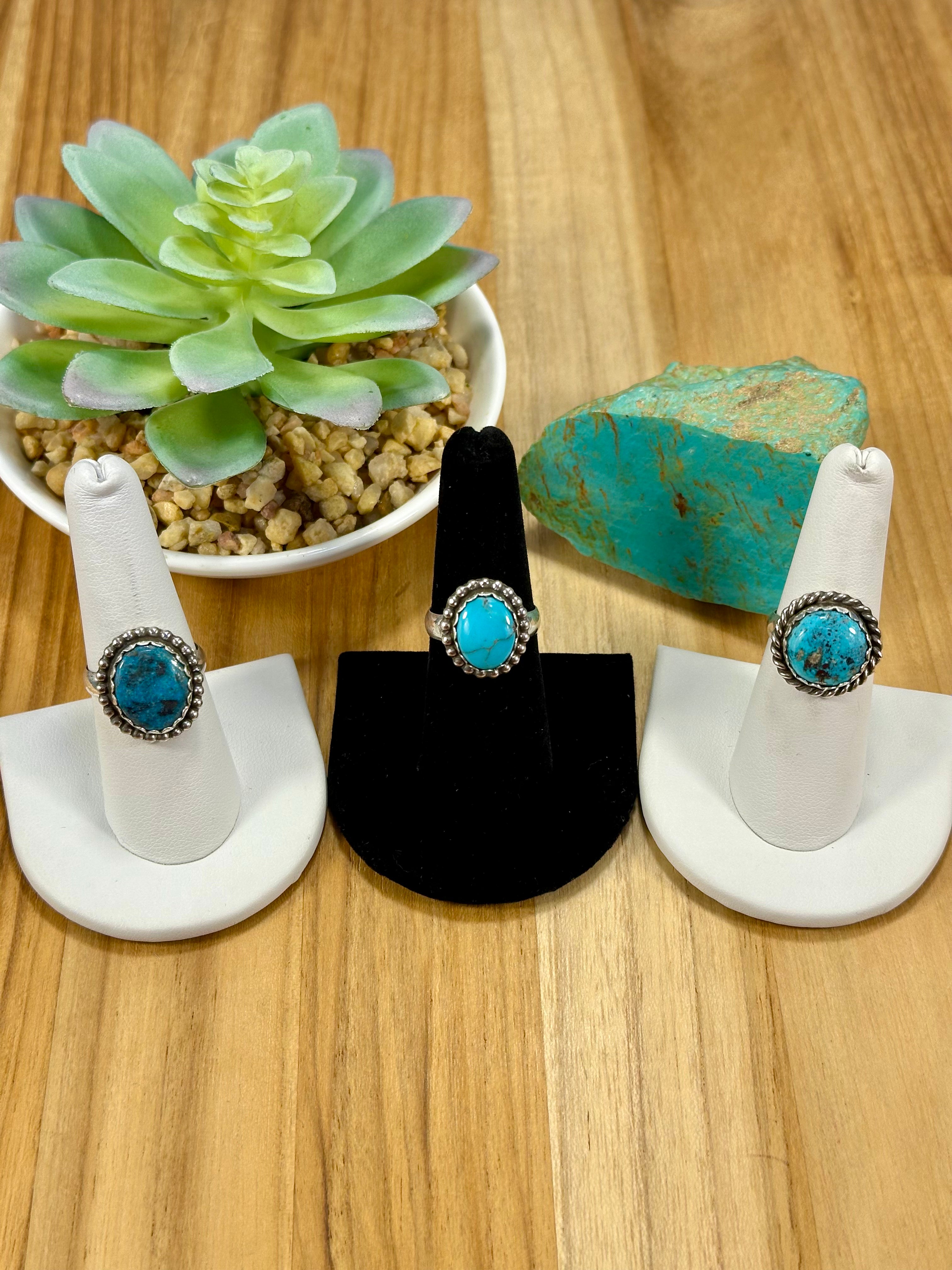 Kingman Turquoise Oval Sterling Silver Rings – Live Roadshow 505