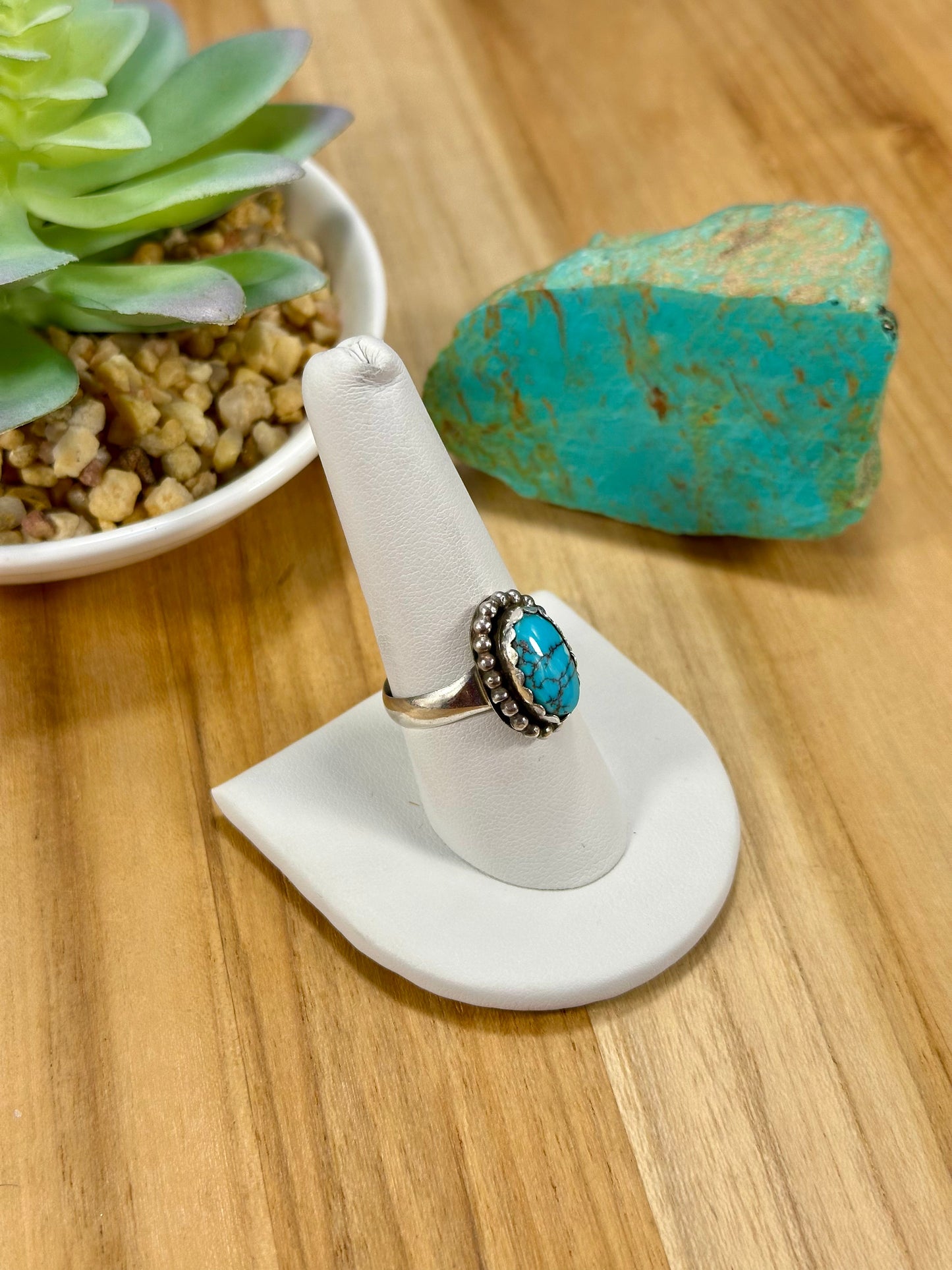 Kingman Turquoise Oval Sterling Silver Rings