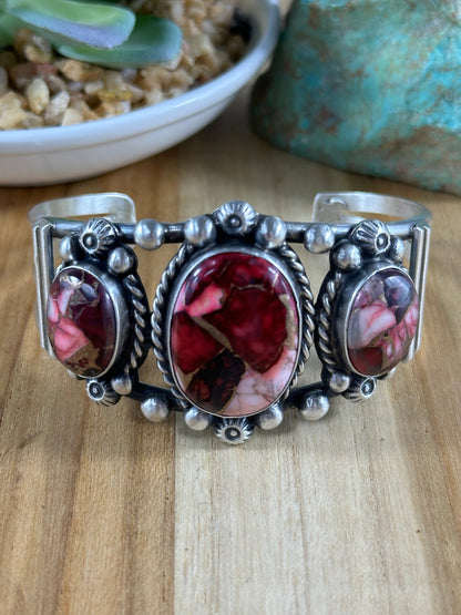Dahlia Rose 3 Stone Cuff Bracelet
