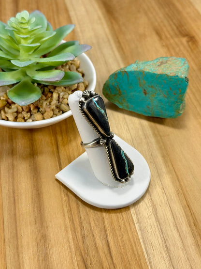 Black Jack 2 Stone Sterling Silver Ring