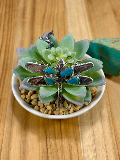 Kingman Turquoise Dragonfly Pendant Necklace