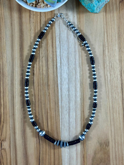 Back Onyx & Sterling Pearl Necklace