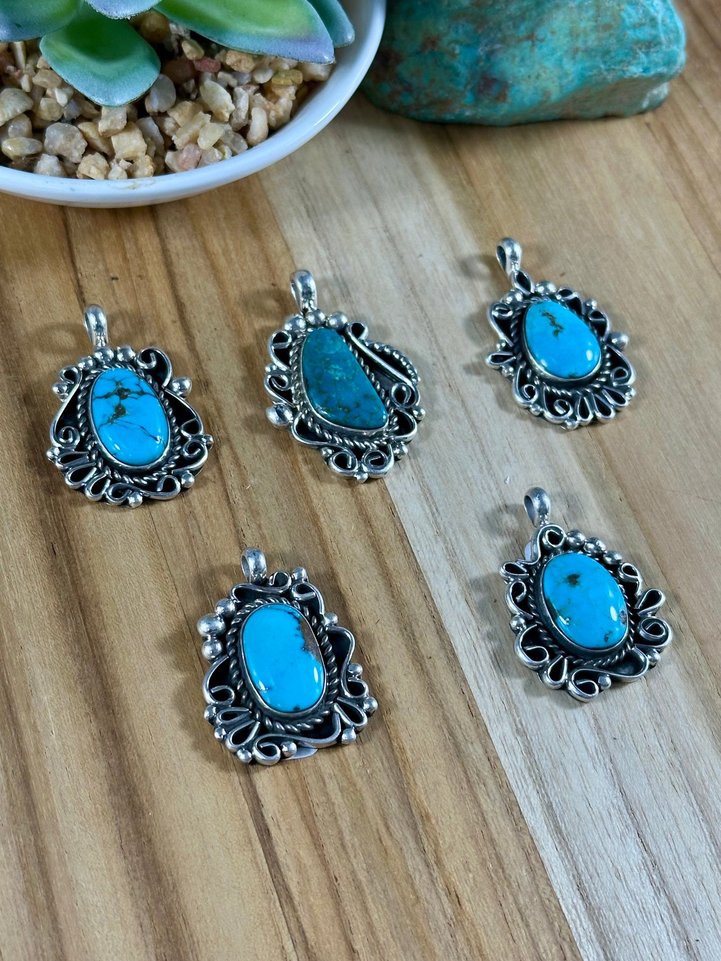 Kingman Turquoise Pendants
