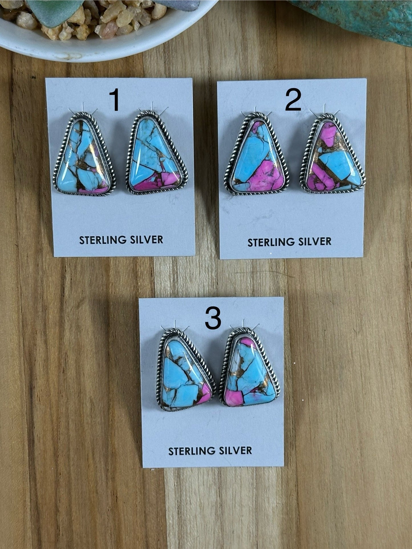 Cotton Candy Triangle Stud Earrings