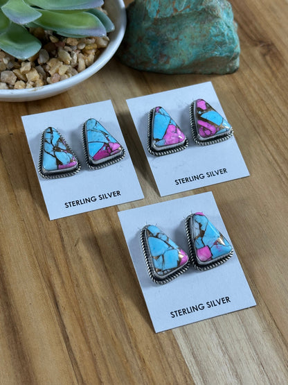 Cotton Candy Triangle Stud Earrings