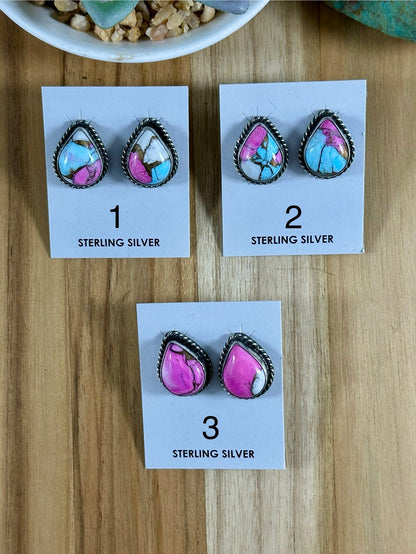 Cotton Candy Raindrop Studs