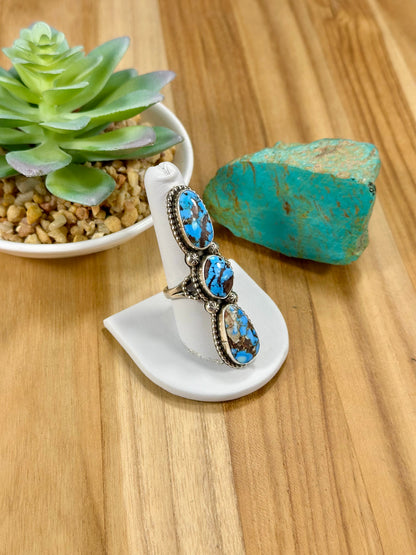 Golden Hills 3 Stone Sterling Silver Ring