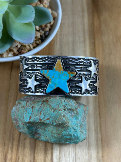 Kingman Turquoise Star Sterling Cuff