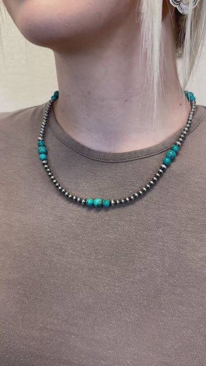 4-8mm Sterling Silver and Turquoise Necklace