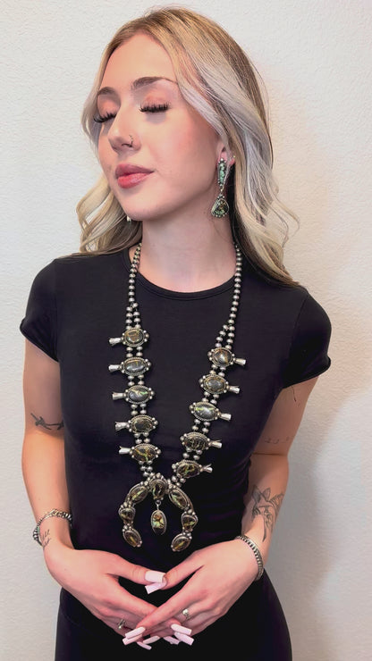 Black Jack Squash Blossom & Earrings Set