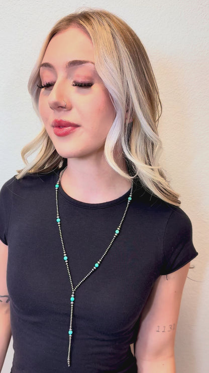 Navajo Style Bead and Turquoise Y-Necklace